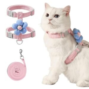 Escape-Proof Adjustable Flower Cat Harness Leash Set