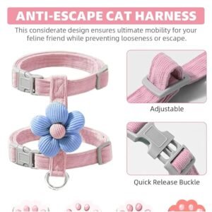 Escape-Proof Adjustable Flower Cat Harness Leash Set Hover Image