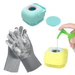 Silicone Pet Bathing Grooming Gloves Shampoo Brush