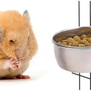 Detachable Metal Cage-Mounted Pet Food Water Bowl Hover Image