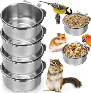 Detachable Metal Cage-Mounted Pet Food Water Bowl