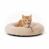 Basics Faux Fur Donut Pet Bed Small 50x50x12 cm Beige Reversible Washable Cozy Mat for Cats and Dogs
